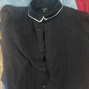 Express Black Shirt with White Piping
